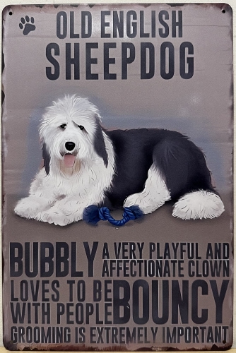 Old English Sheepdog Bobtail hond Eigenschappen wandbord