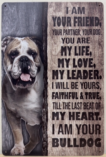 Bulldog I Am your friend wandbord van metaal