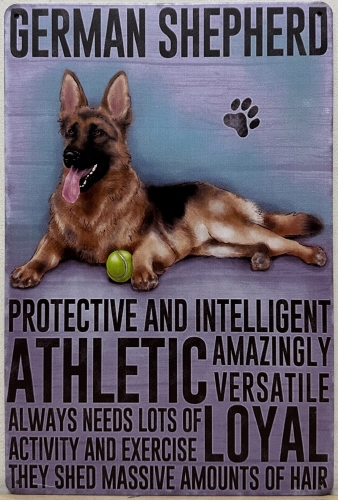 Duitse Herder hond Eigenschappen wandbord van metaal