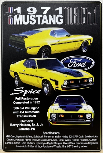 Ford Mustang Mach1 reclamebord van metaal