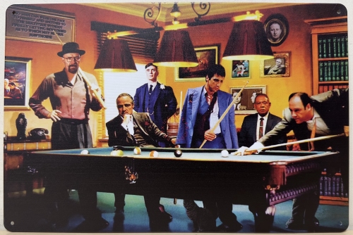 Gangsters Maffia Spelen Poolbiljart wandbord van metaal