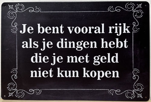 Rijk als je de dingen hebt die je met geld niet kan kopen