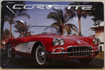 Chevrolet Corvette reclamebord met relief