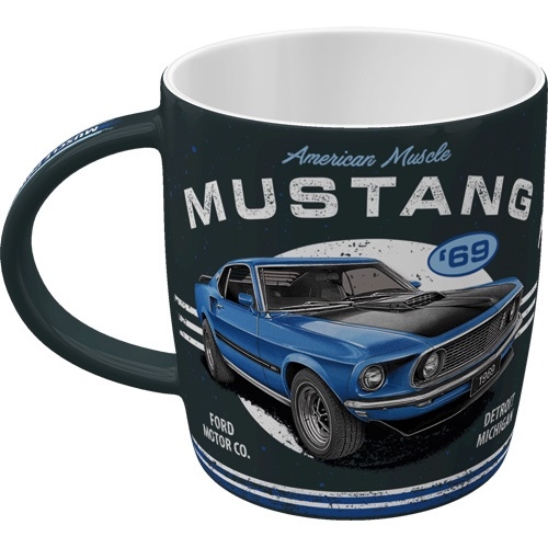 Ford mustang mach 1 blauw mok