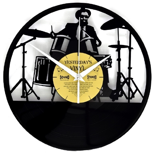 Drummer drumstel vinyl klok