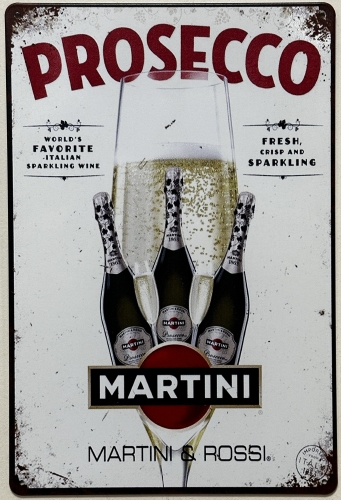 Prosecco Martini Champagne reclamebord van metaal