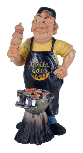 Beeld BBQ Grll Gott Man met Barbecue