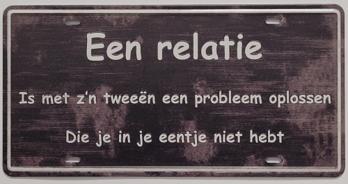 Een relatie is problemen oplossen metalen wandbord