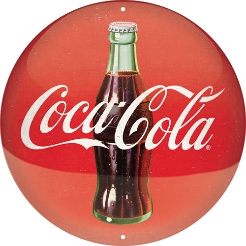 Coca cola rond reclamebord metaal relief