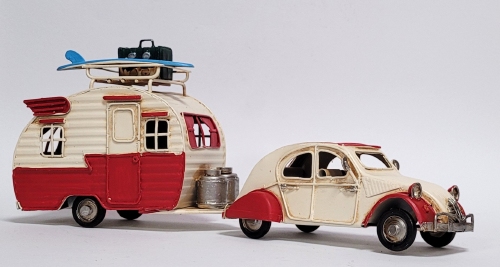 Eend met caravan miniatuur metalen modelauto