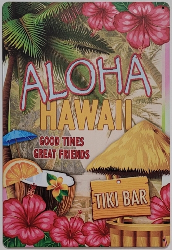 Aloha Hawaii Tiki Bar wandbord van metaal