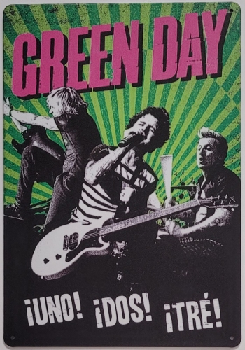 Green Day Uno Dos Tre metalen reclamebord
