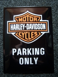 Harley Davidson Parking only metaal relief
