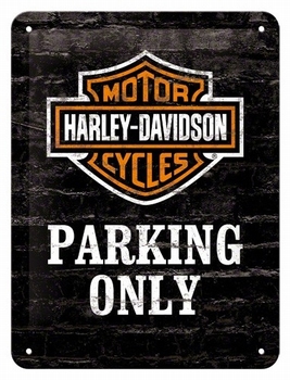 Harley davidson parking only reclamebord metaal klein