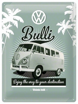 Volkswagen VW Bulli busje reclamebord metaal klein