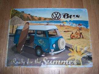 Volkswagen oude VW bus surf coast metaal relief