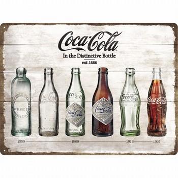 Coca cola timeline flessen reclamebord met Reliëf