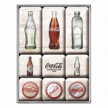 Coca cola flessen magneetset van 9 magneetjes