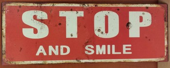 Stop and smile metalen wandbord