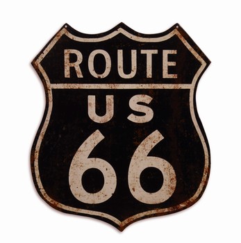 Route 66 uitgesneden wandbord metaal