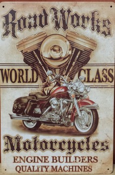 Roadworks motorcycles metalen wandbord