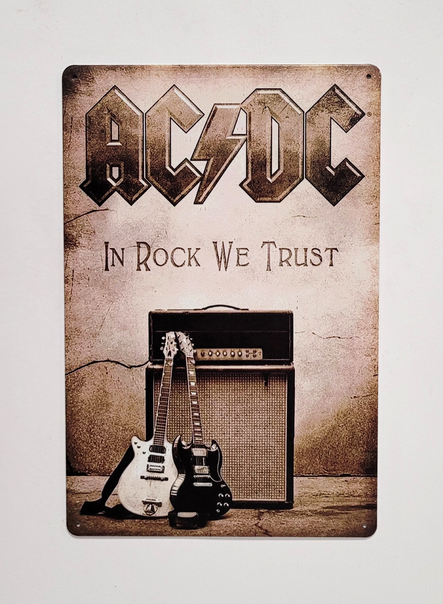 ACDC in Rock we Trust metalen wandbord