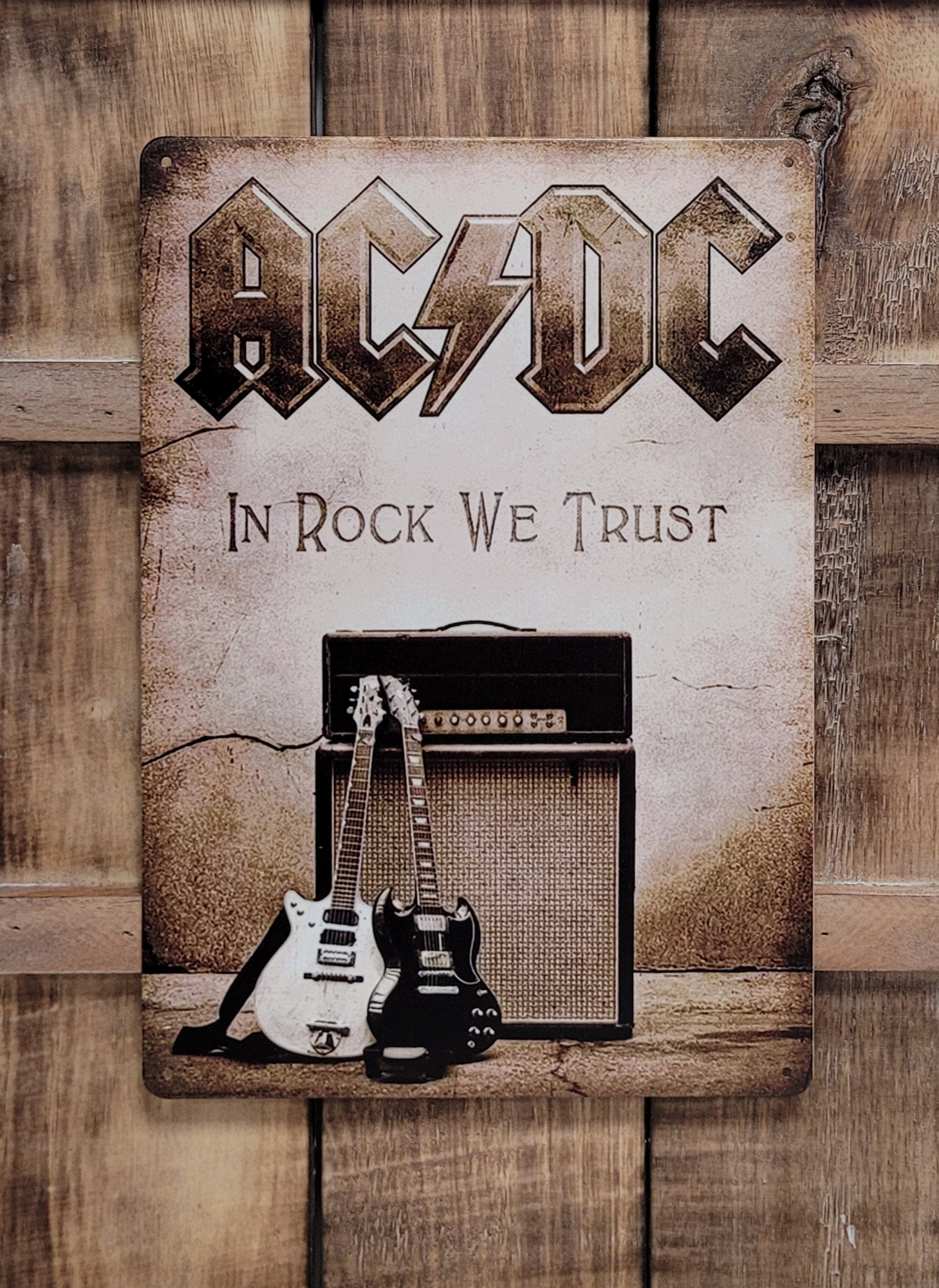 ACDC in Rock we Trust metalen wandbord