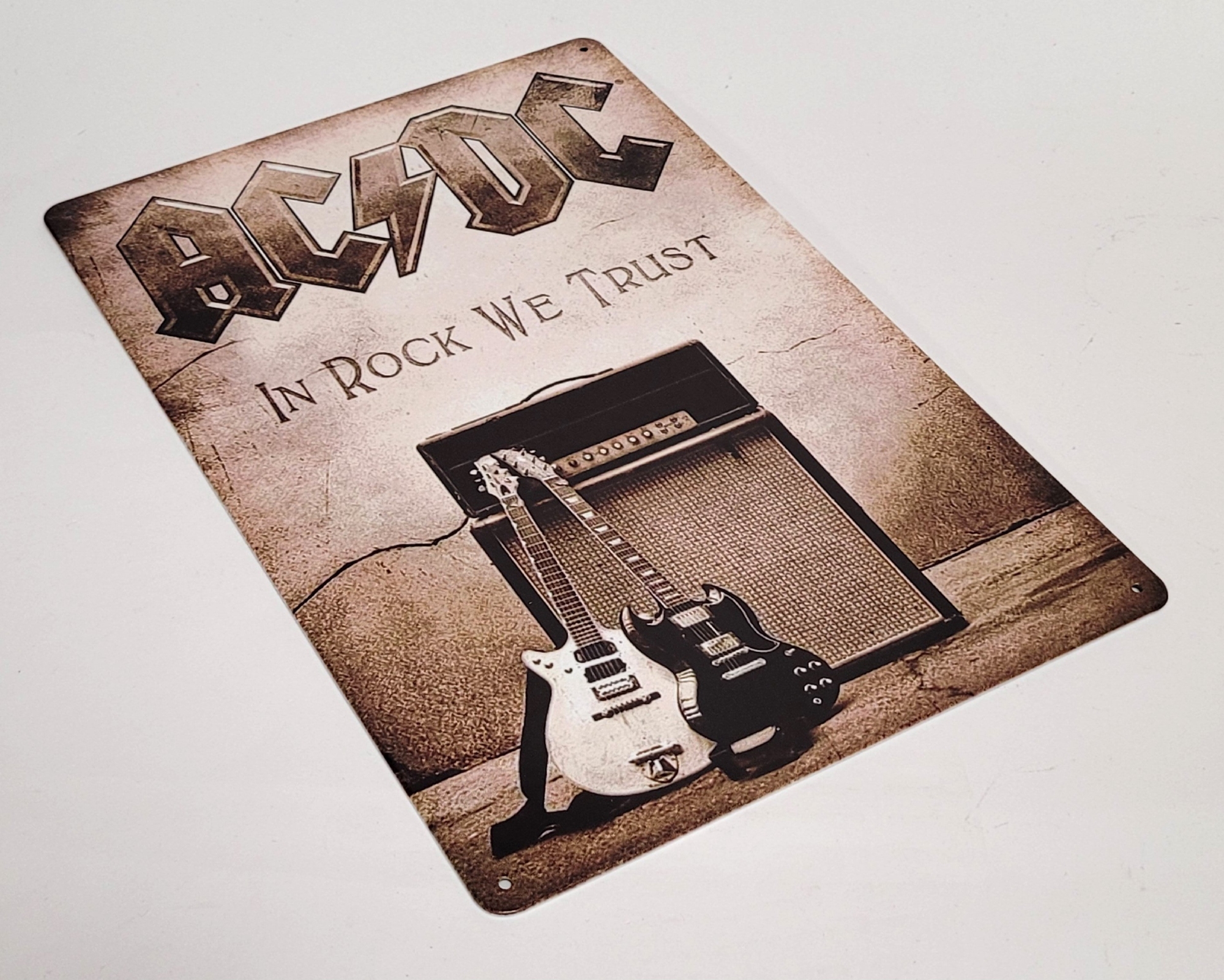 ACDC in Rock we Trust metalen wandbord