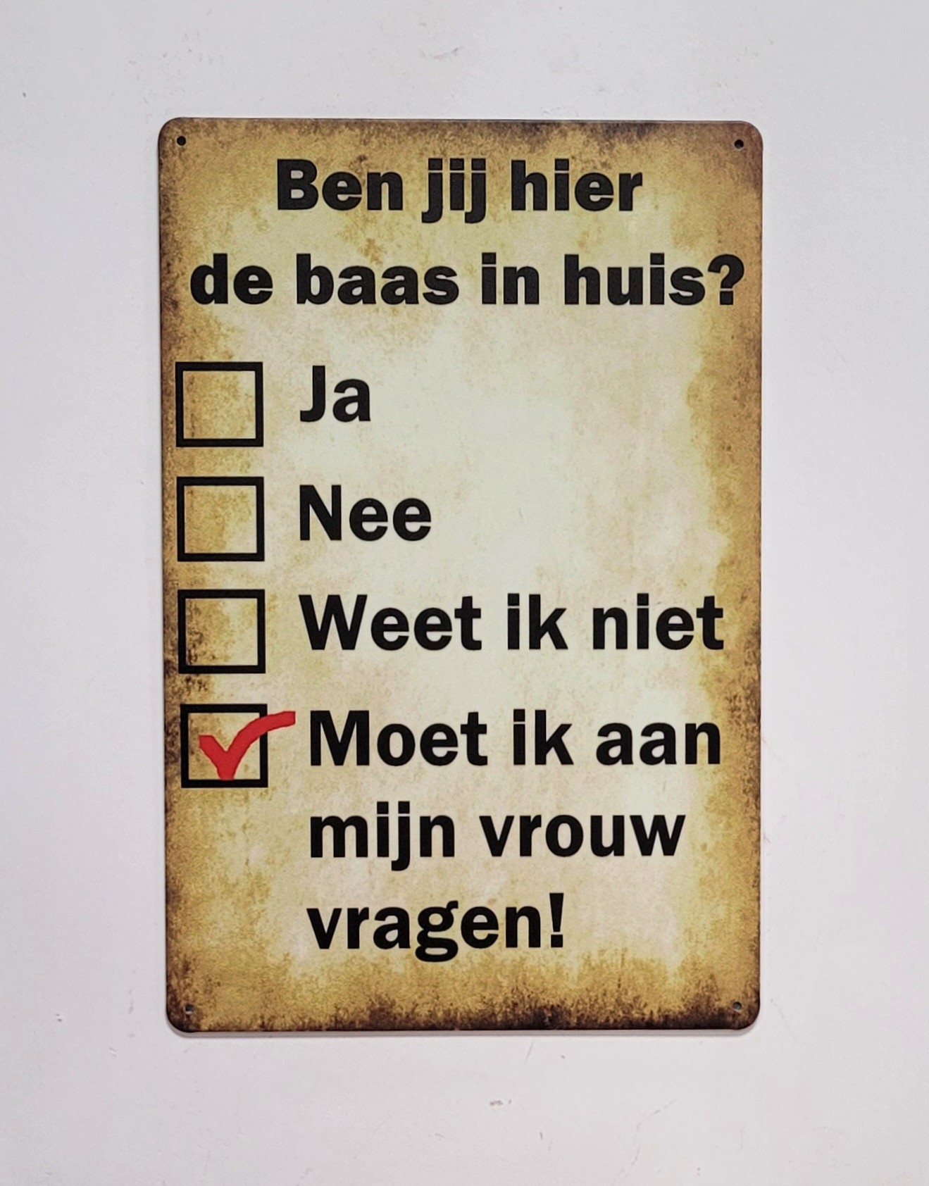 Ben jij hier de baas in huis metalen reclamebord