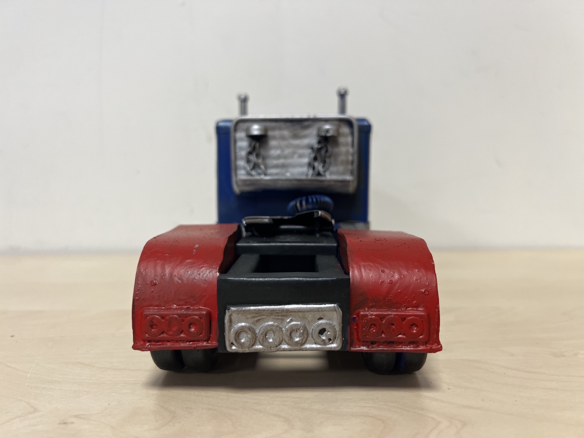 Blauwe rode amerikaanse truck miniatuur metaal
