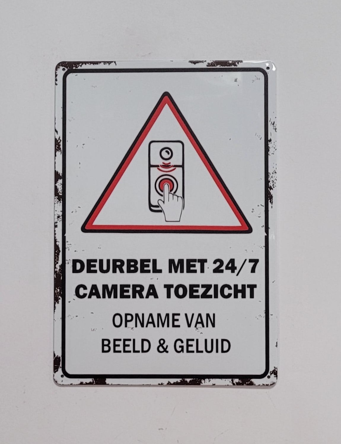 Deurbel met camera toezicht wandbord van metaal