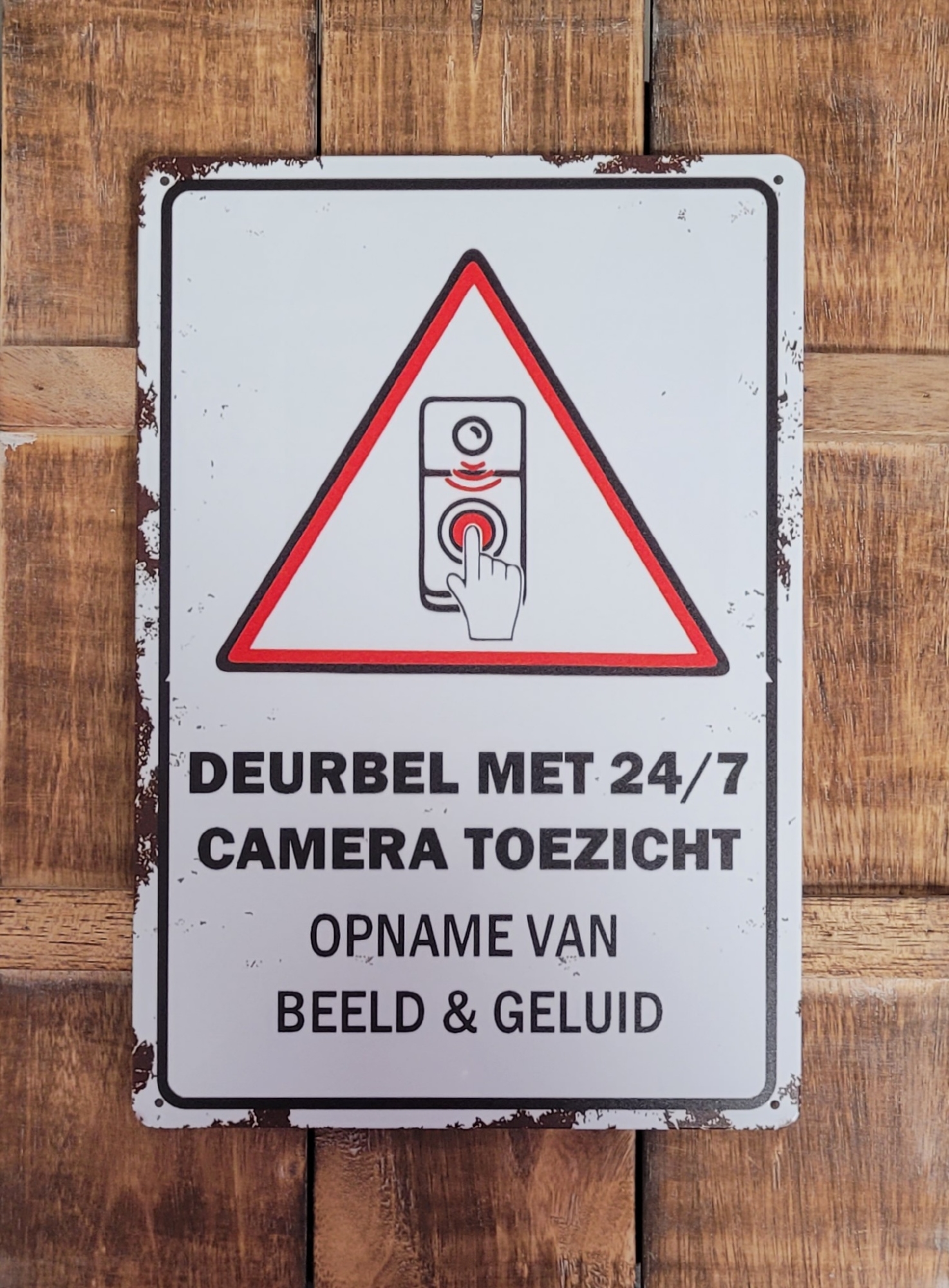 Deurbel met camera toezicht wandbord van metaal
