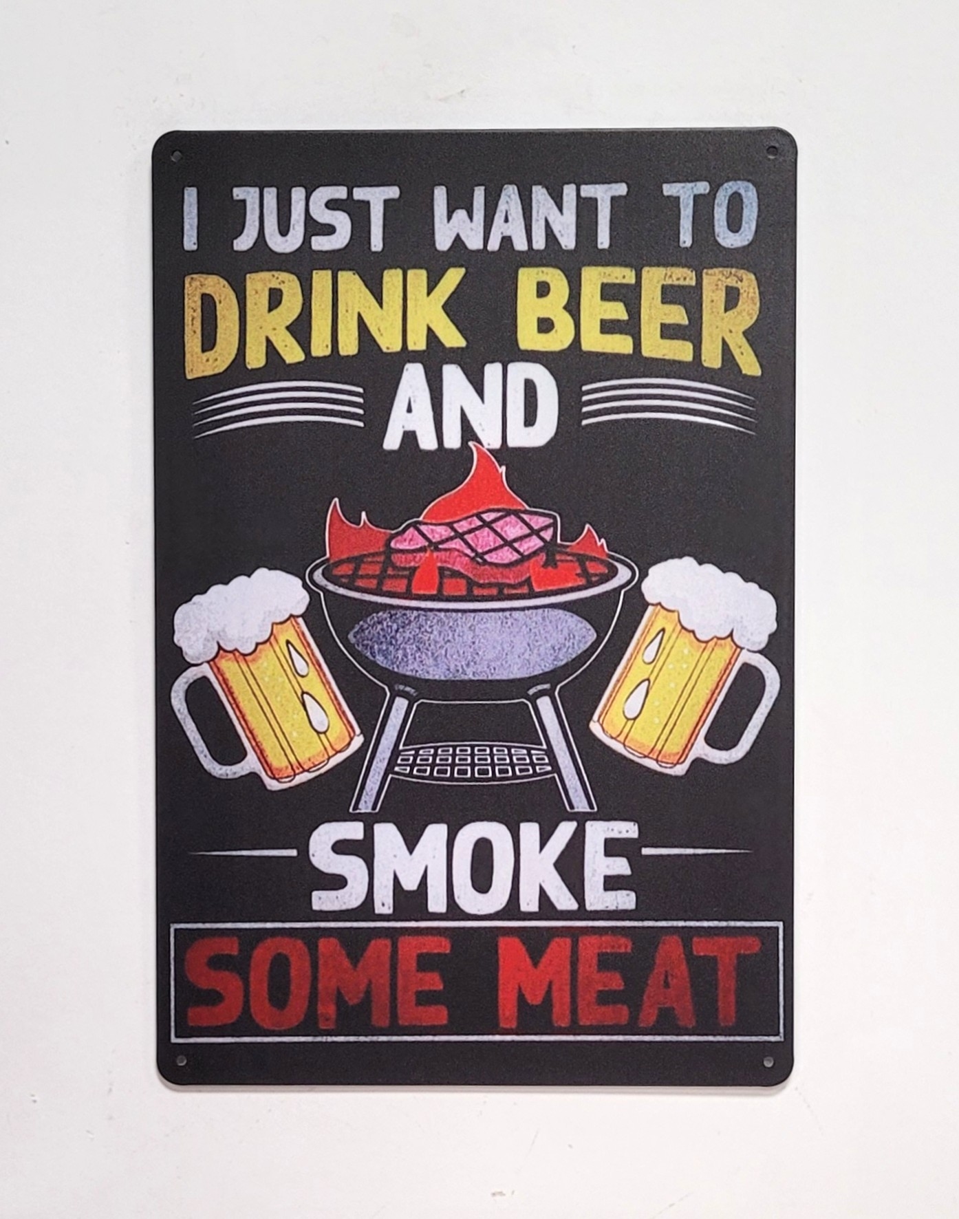 Drink Bier Smoke Meat BBQ wandbord van metaal