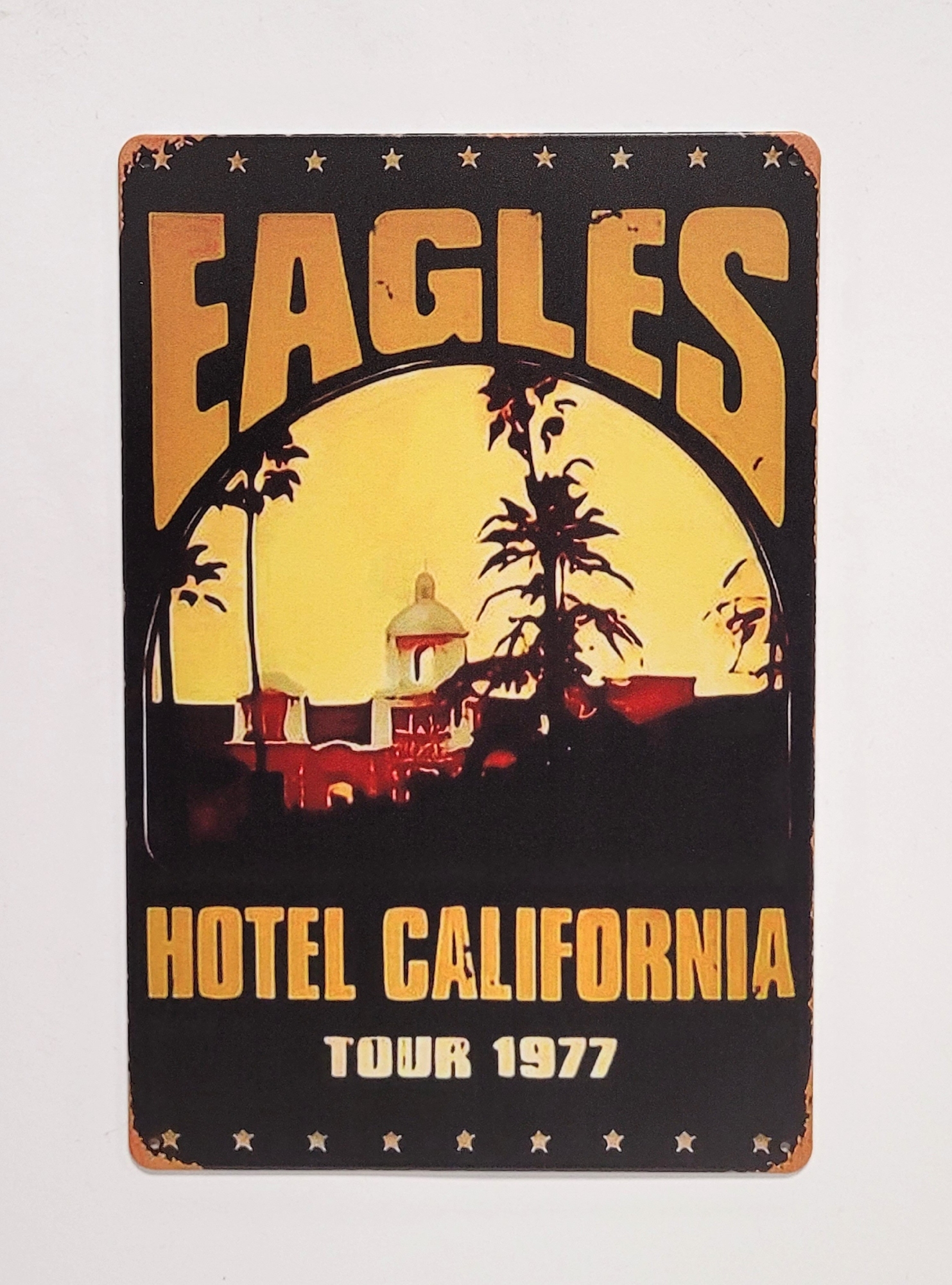 Eagles Hotel California Tour 1977 wandbord van metaal