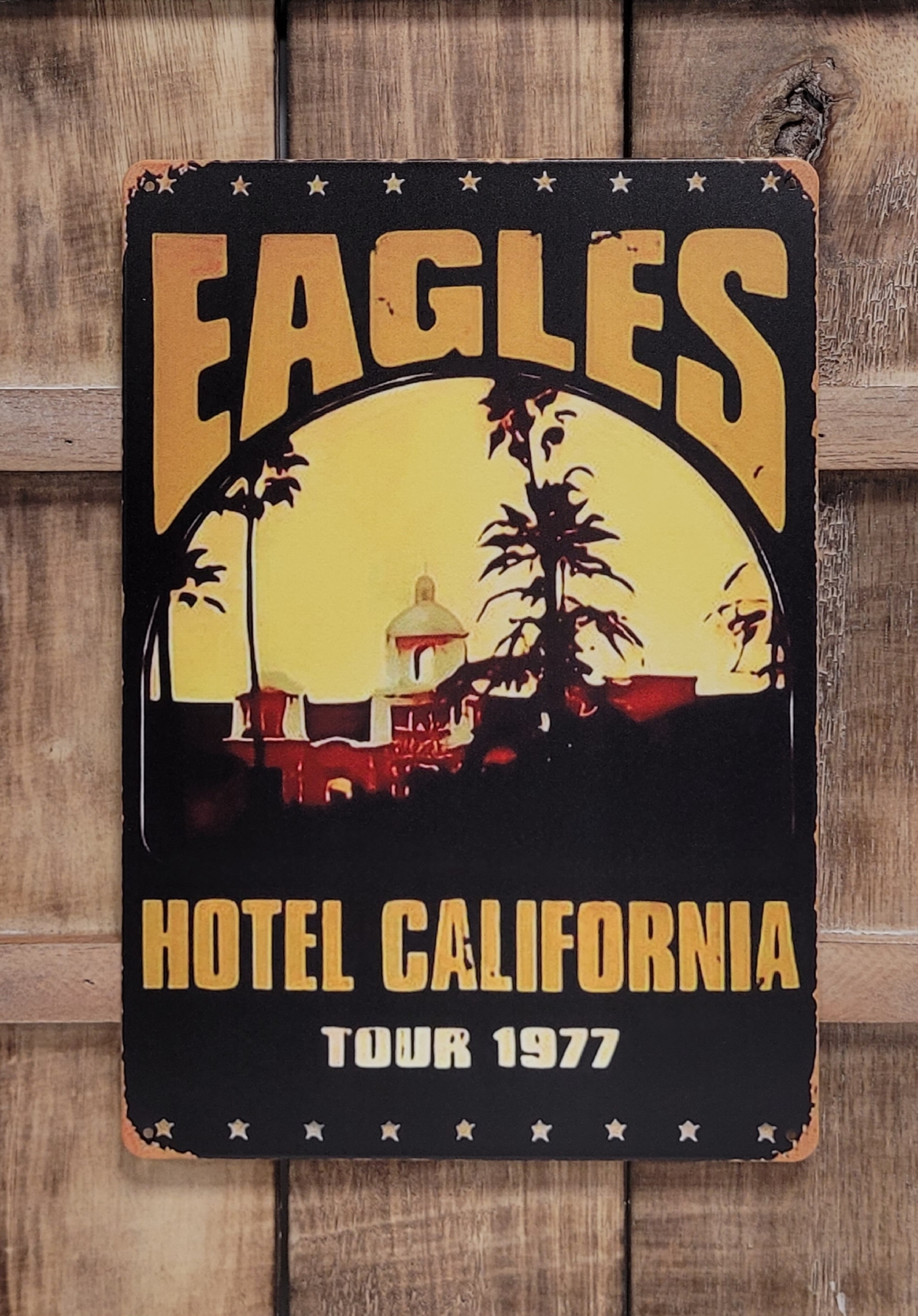 Eagles Hotel California Tour 1977 wandbord van metaal