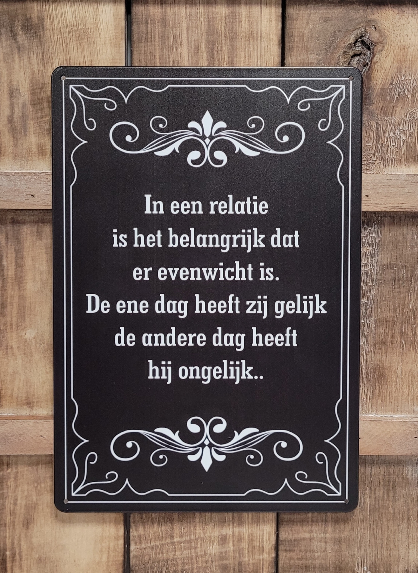 Evenwicht in een Relatie wandbord van metaal