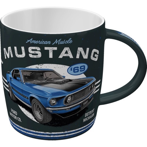 Ford mustang mach 1 blauw mok