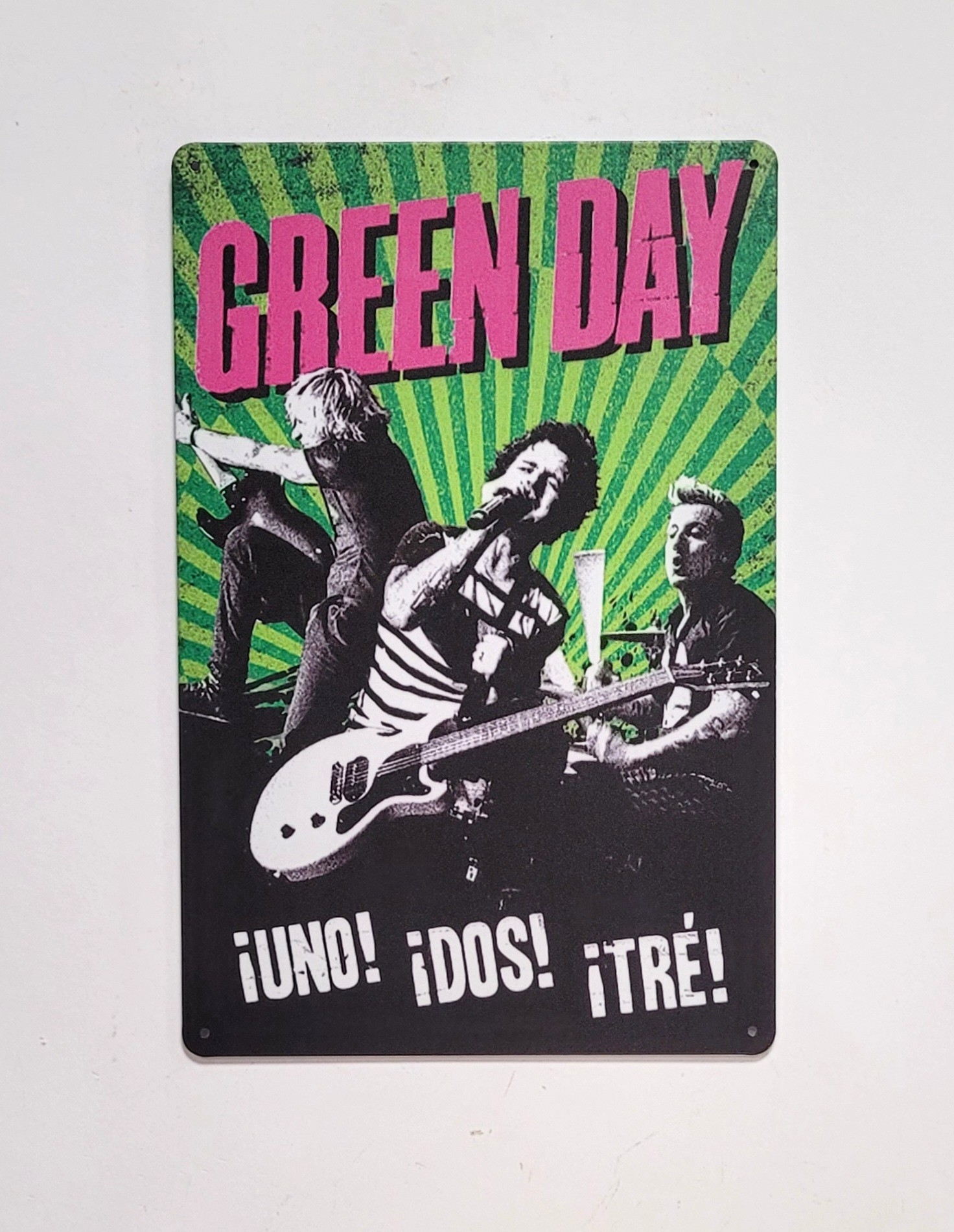 Green Day Uno Dos Tre metalen reclamebord