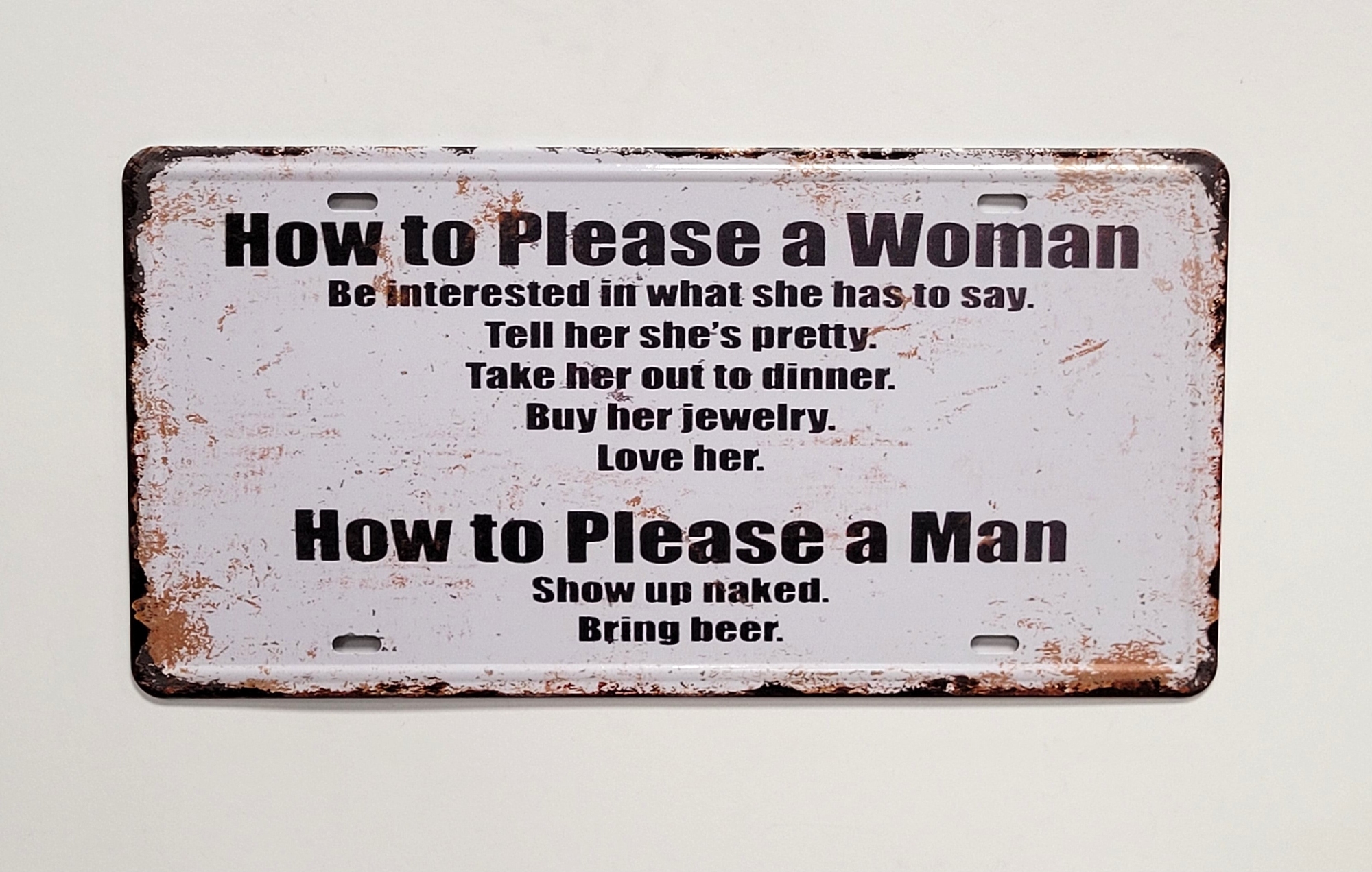 How to please a woman and man metalen wandbord