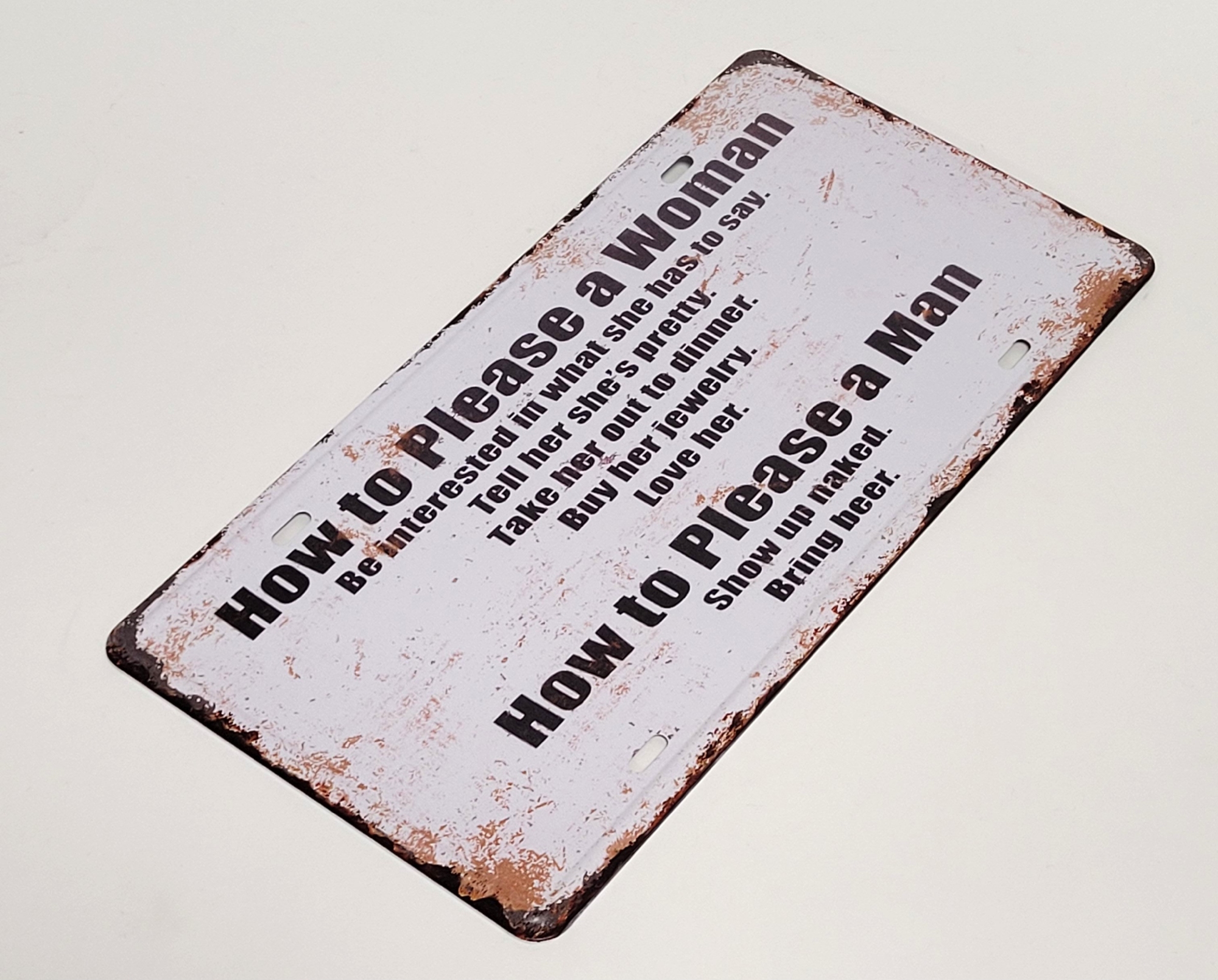 How to please a woman and man metalen wandbord
