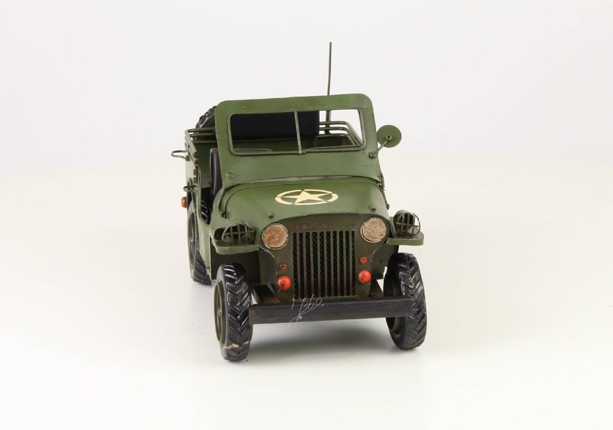 Leger jeep groen metalen miniatuur