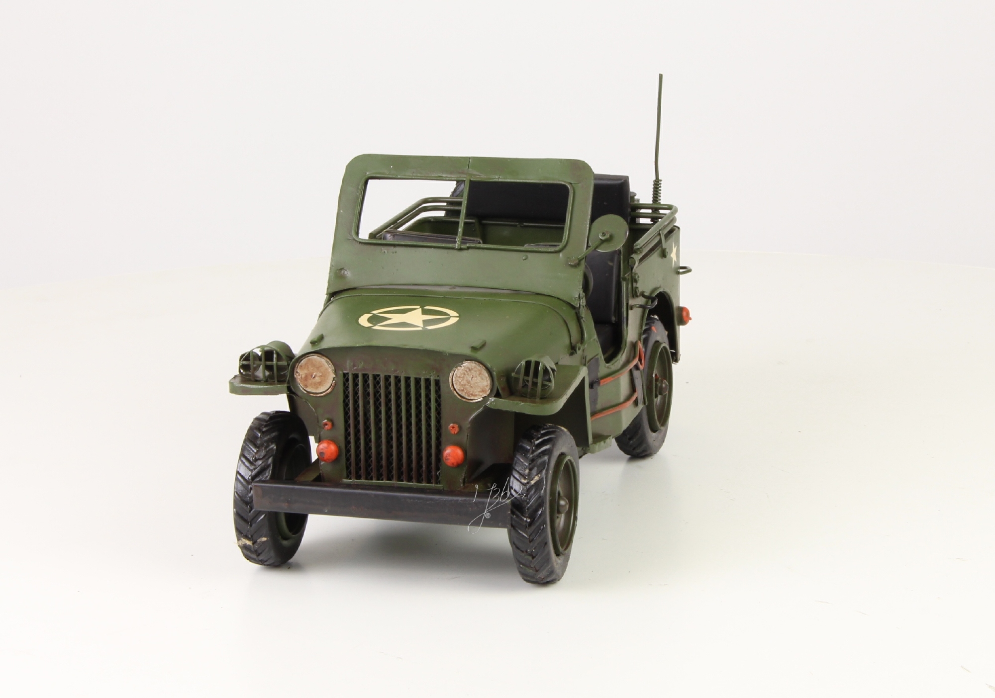 Leger jeep groen metalen miniatuur
