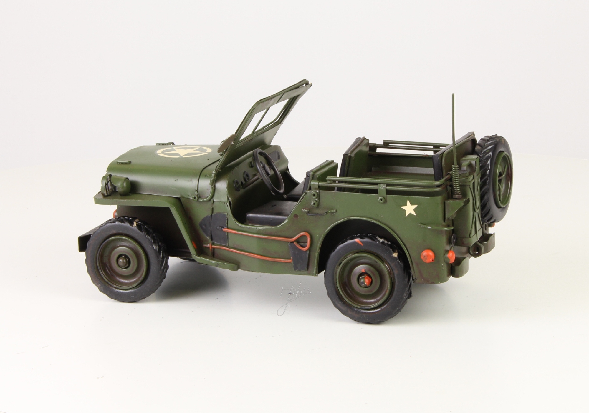 Leger jeep groen metalen miniatuur