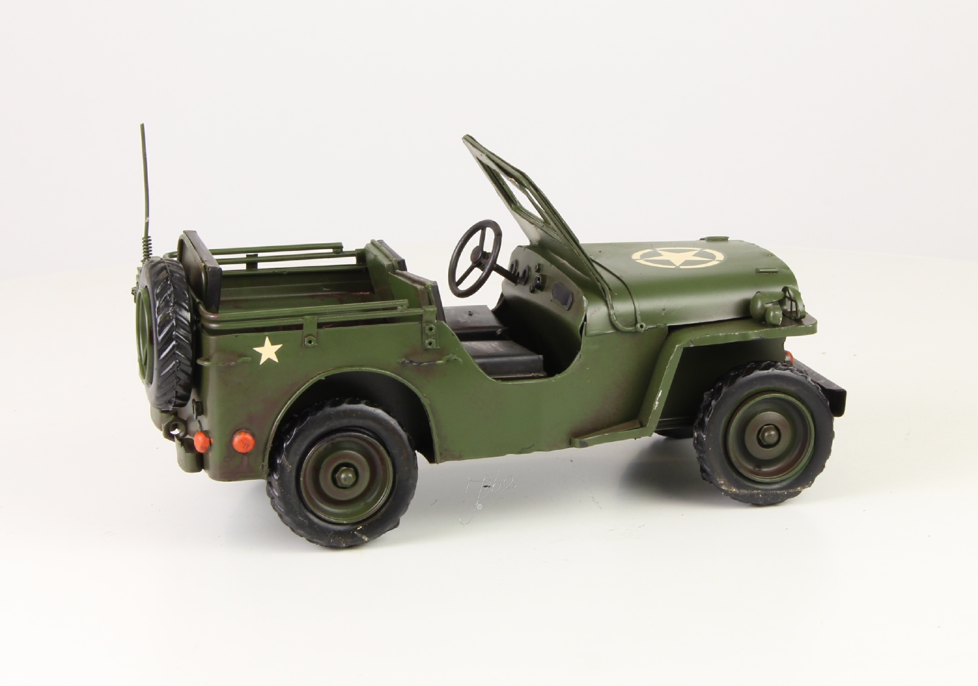 Leger jeep groen metalen miniatuur