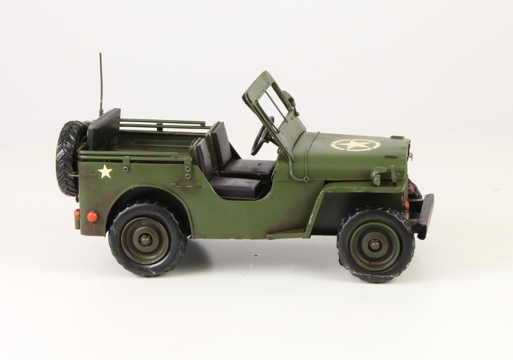 Leger jeep groen metalen miniatuur