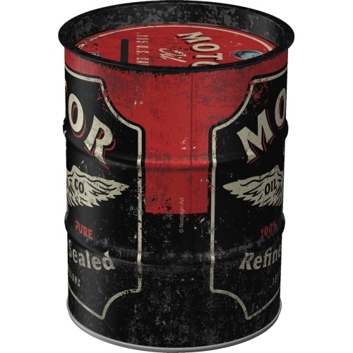 Motor oil barrel spaarpot metaal