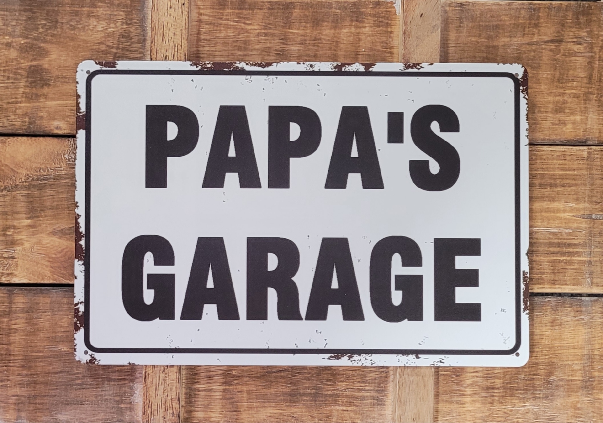 Papa's Garage reclamebord metaal