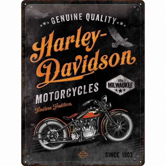 Overtreden Mantsjoerije album Harley Davidson timeless tradition metalen reclamebord - 40 x 30 cm