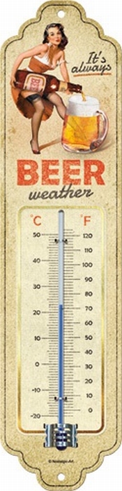Binnen Voetzool Bounty Bier weer thermometer metaal - 30 x 6,5 cm