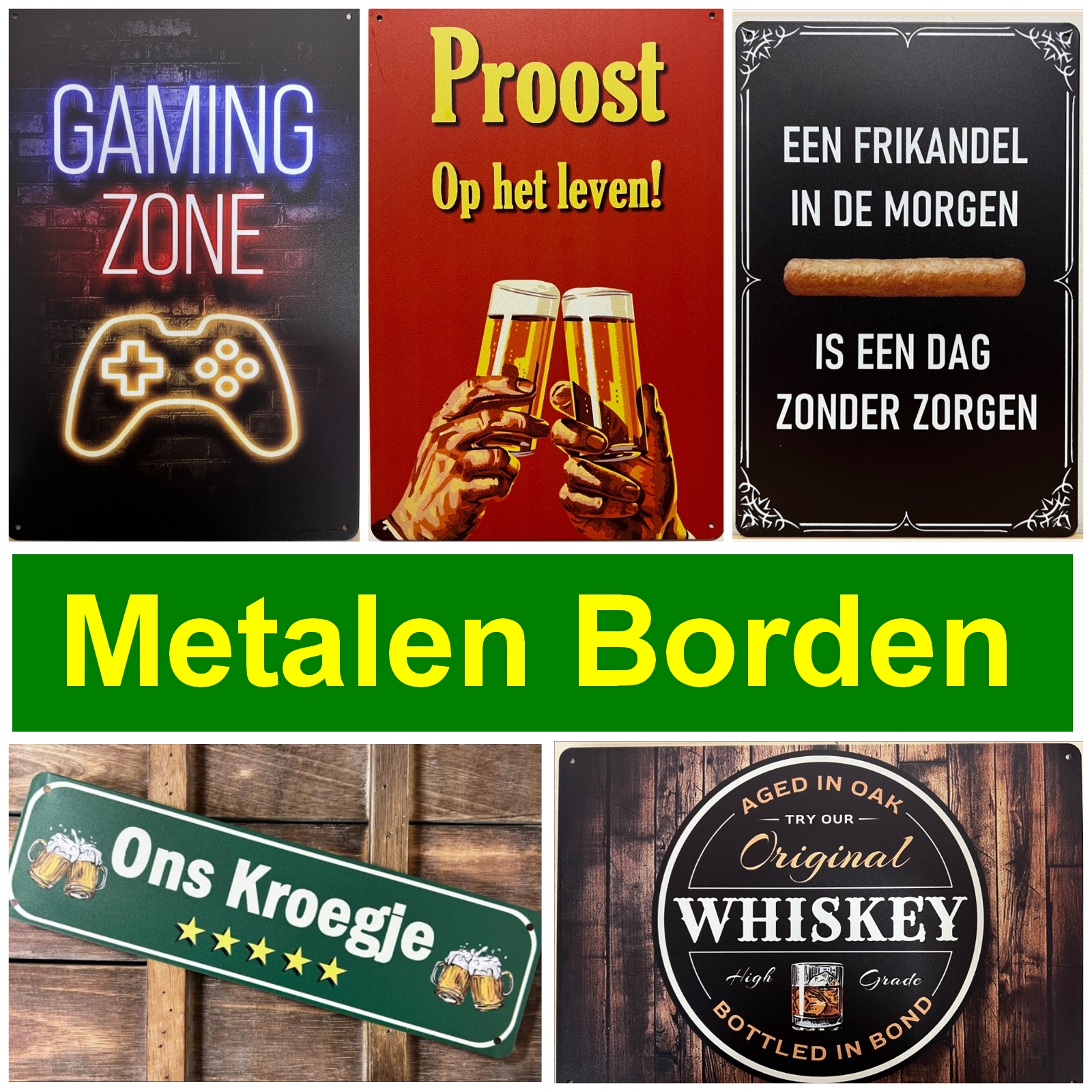 Mens Uitleg Gemiddeld Deco Noord nostalgische reclameborden van emaille hout en metaal cafe bar  horeca decoratie